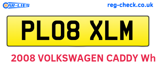 PL08XLM are the vehicle registration plates.