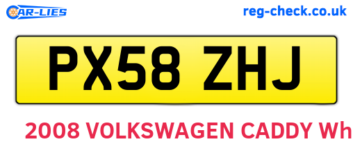 PX58ZHJ are the vehicle registration plates.