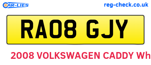 RA08GJY are the vehicle registration plates.