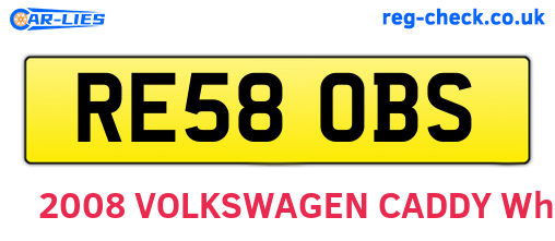 RE58OBS are the vehicle registration plates.