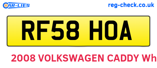 RF58HOA are the vehicle registration plates.