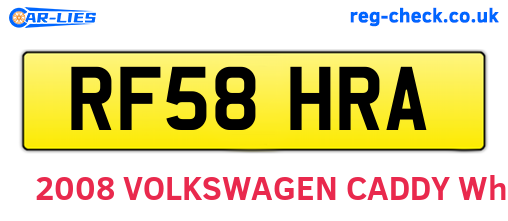 RF58HRA are the vehicle registration plates.