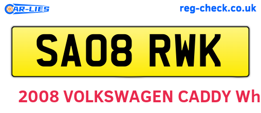 SA08RWK are the vehicle registration plates.