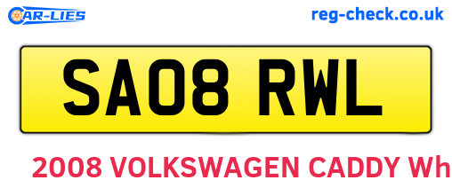 SA08RWL are the vehicle registration plates.