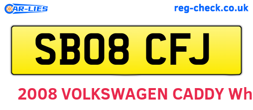 SB08CFJ are the vehicle registration plates.