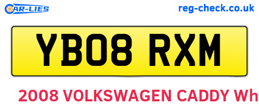 YB08RXM are the vehicle registration plates.