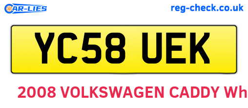 YC58UEK are the vehicle registration plates.