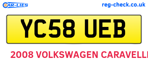 YC58UEB are the vehicle registration plates.