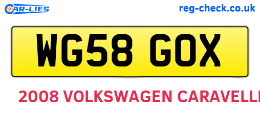 WG58GOX are the vehicle registration plates.