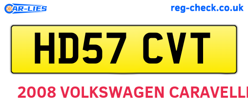 HD57CVT are the vehicle registration plates.