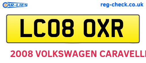 LC08OXR are the vehicle registration plates.