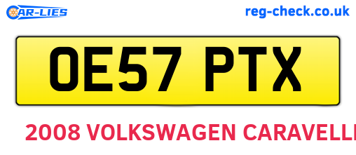 OE57PTX are the vehicle registration plates.