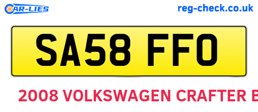 SA58FFO are the vehicle registration plates.