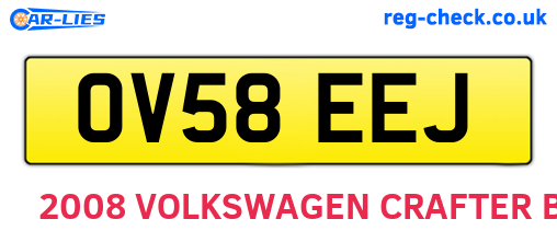OV58EEJ are the vehicle registration plates.