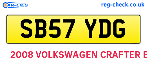SB57YDG are the vehicle registration plates.