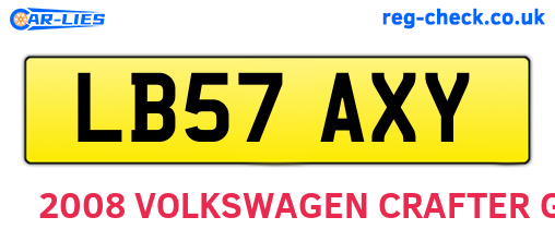 LB57AXY are the vehicle registration plates.