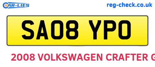 SA08YPO are the vehicle registration plates.