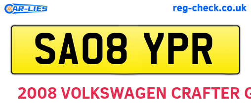 SA08YPR are the vehicle registration plates.
