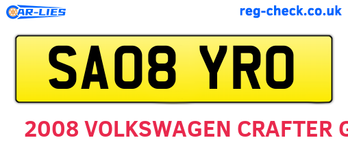 SA08YRO are the vehicle registration plates.
