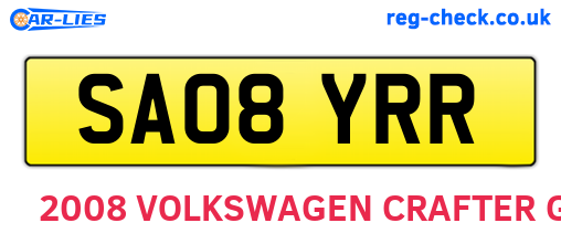 SA08YRR are the vehicle registration plates.