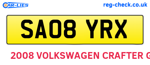 SA08YRX are the vehicle registration plates.