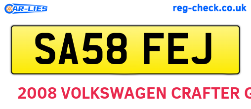 SA58FEJ are the vehicle registration plates.