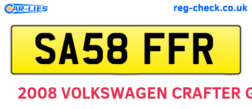 SA58FFR are the vehicle registration plates.