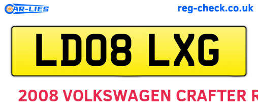 LD08LXG are the vehicle registration plates.