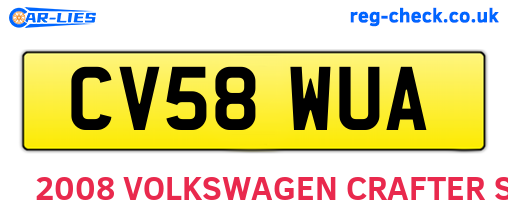 CV58WUA are the vehicle registration plates.