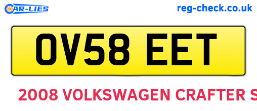 OV58EET are the vehicle registration plates.