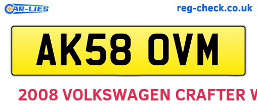 AK58OVM are the vehicle registration plates.
