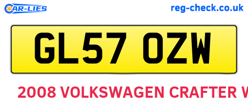 GL57OZW are the vehicle registration plates.