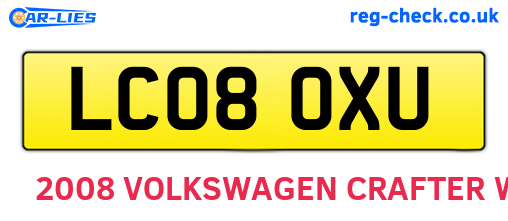 LC08OXU are the vehicle registration plates.