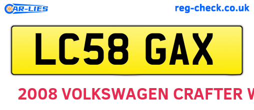 LC58GAX are the vehicle registration plates.