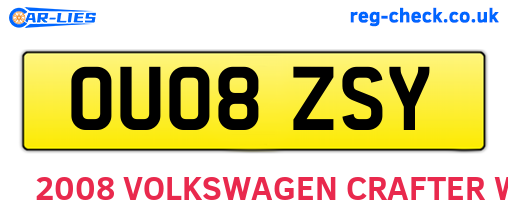 OU08ZSY are the vehicle registration plates.