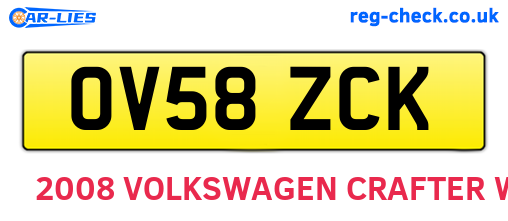 OV58ZCK are the vehicle registration plates.