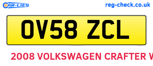 OV58ZCL are the vehicle registration plates.