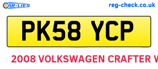 PK58YCP are the vehicle registration plates.