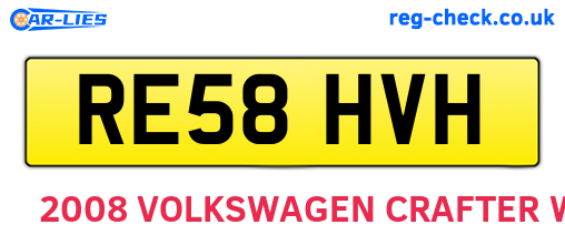 RE58HVH are the vehicle registration plates.