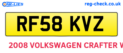RF58KVZ are the vehicle registration plates.