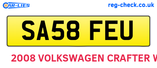 SA58FEU are the vehicle registration plates.
