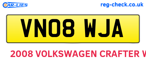 VN08WJA are the vehicle registration plates.