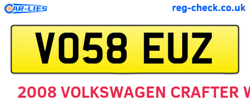 VO58EUZ are the vehicle registration plates.