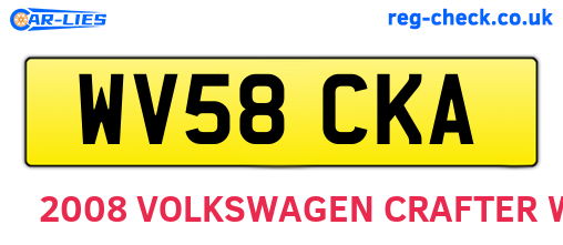 WV58CKA are the vehicle registration plates.