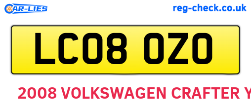 LC08OZO are the vehicle registration plates.