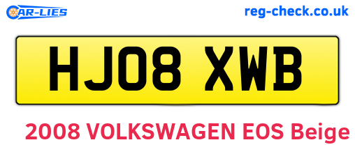 HJ08XWB are the vehicle registration plates.