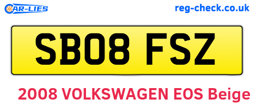 SB08FSZ are the vehicle registration plates.