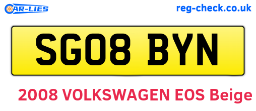 SG08BYN are the vehicle registration plates.