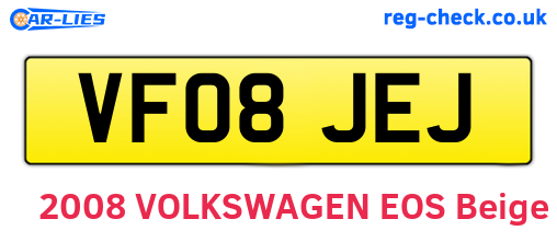 VF08JEJ are the vehicle registration plates.