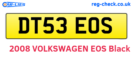 DT53EOS are the vehicle registration plates.